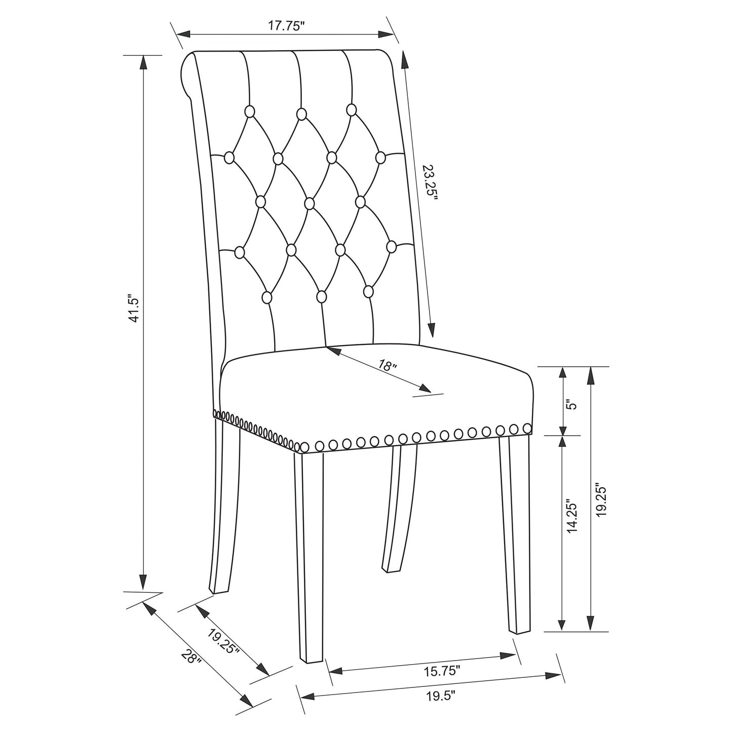 Alana Fabric Upholstered Dining Side Chair Beige (Set of 2)