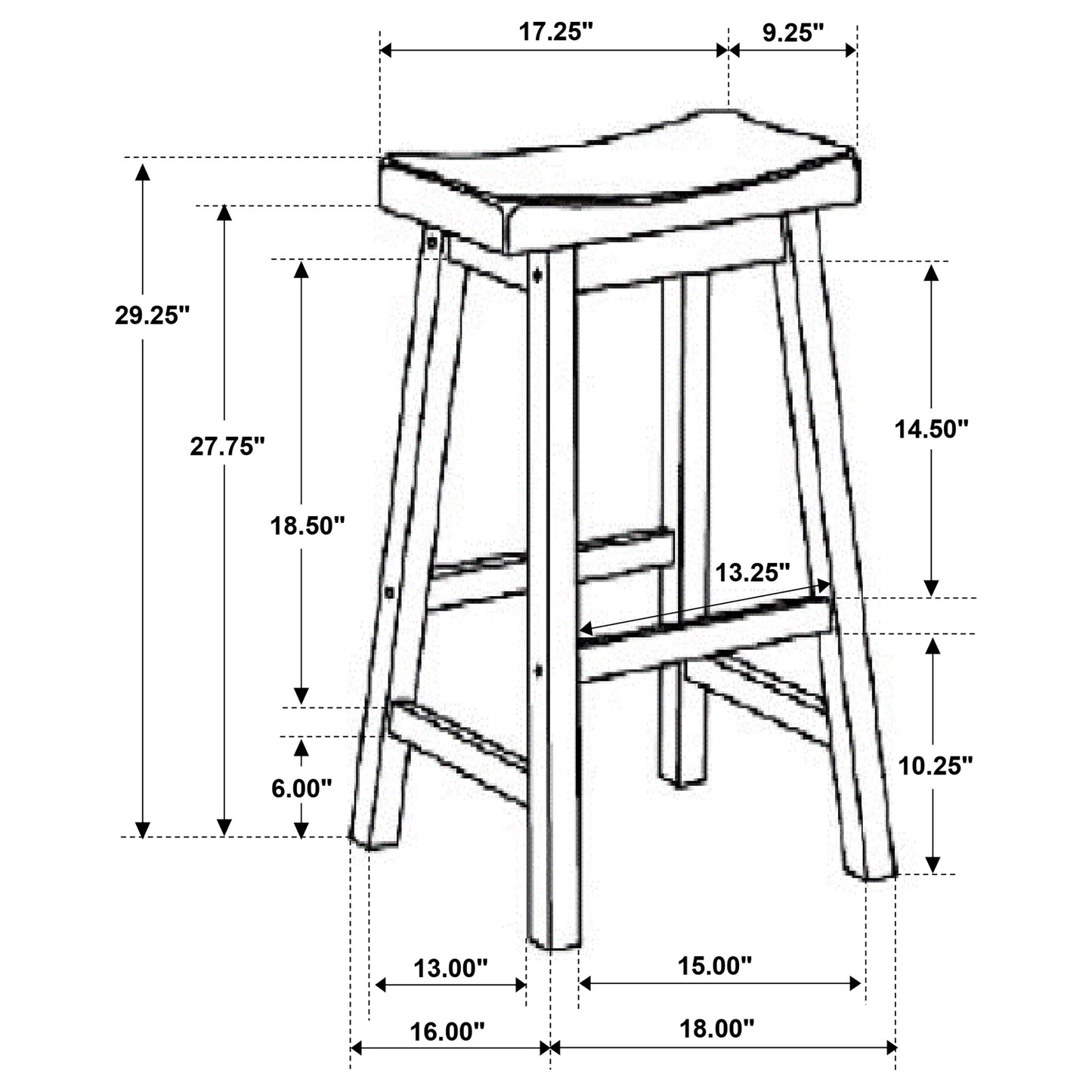 Durant Wood Backless Bar Stool Black (Set of 2)