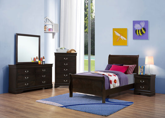 Louis Philippe 4-piece Twin Bedroom Set Cappuccino