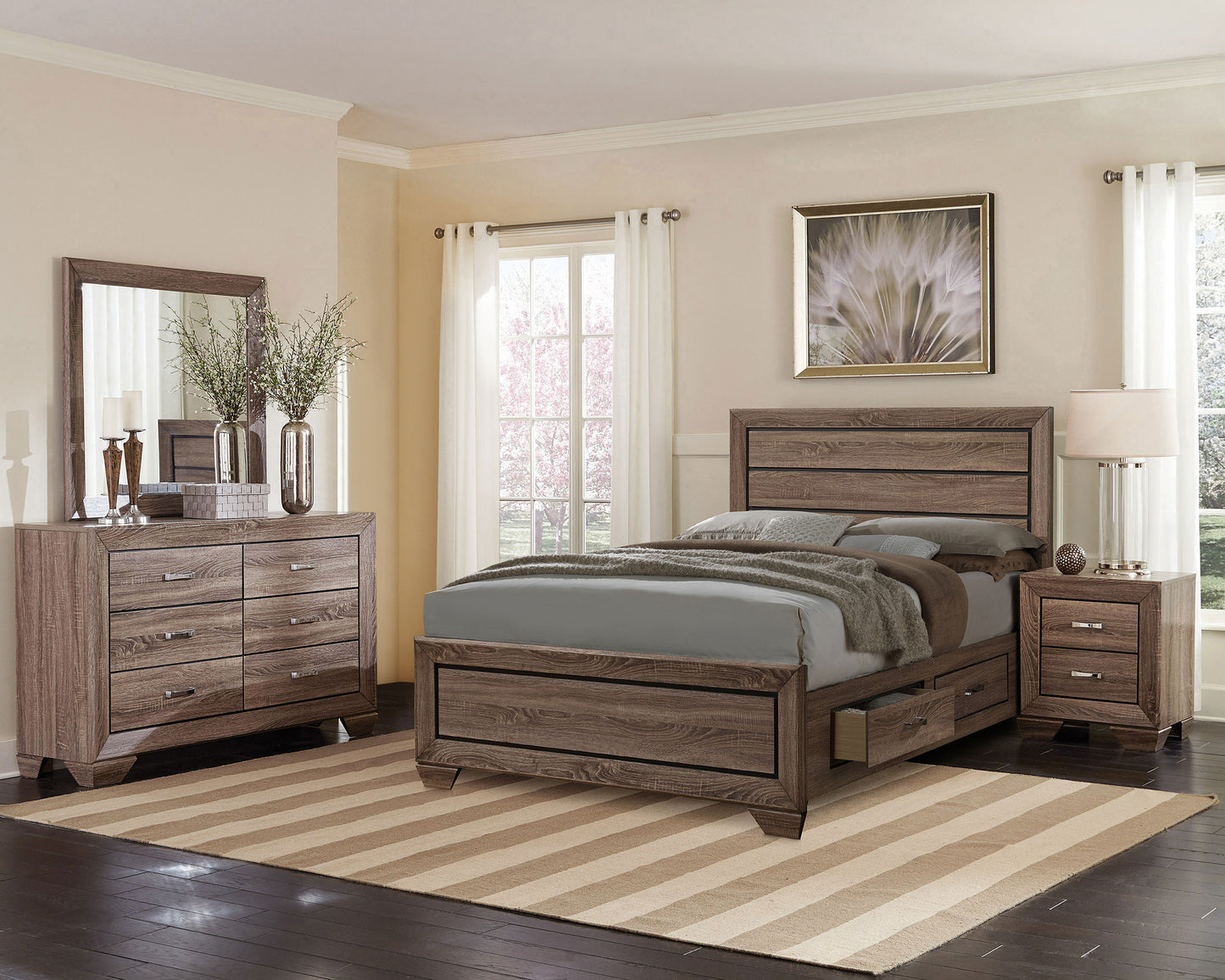 Kauffman 4-piece Queen Bedroom Set Washed Taupe