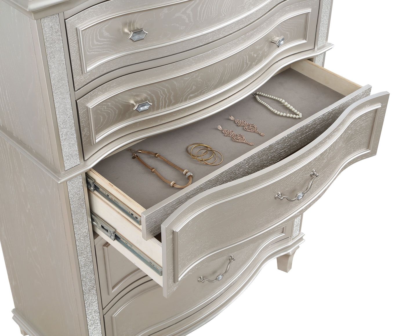 Evangeline 6-drawer Bedroom Chest Silver Oak