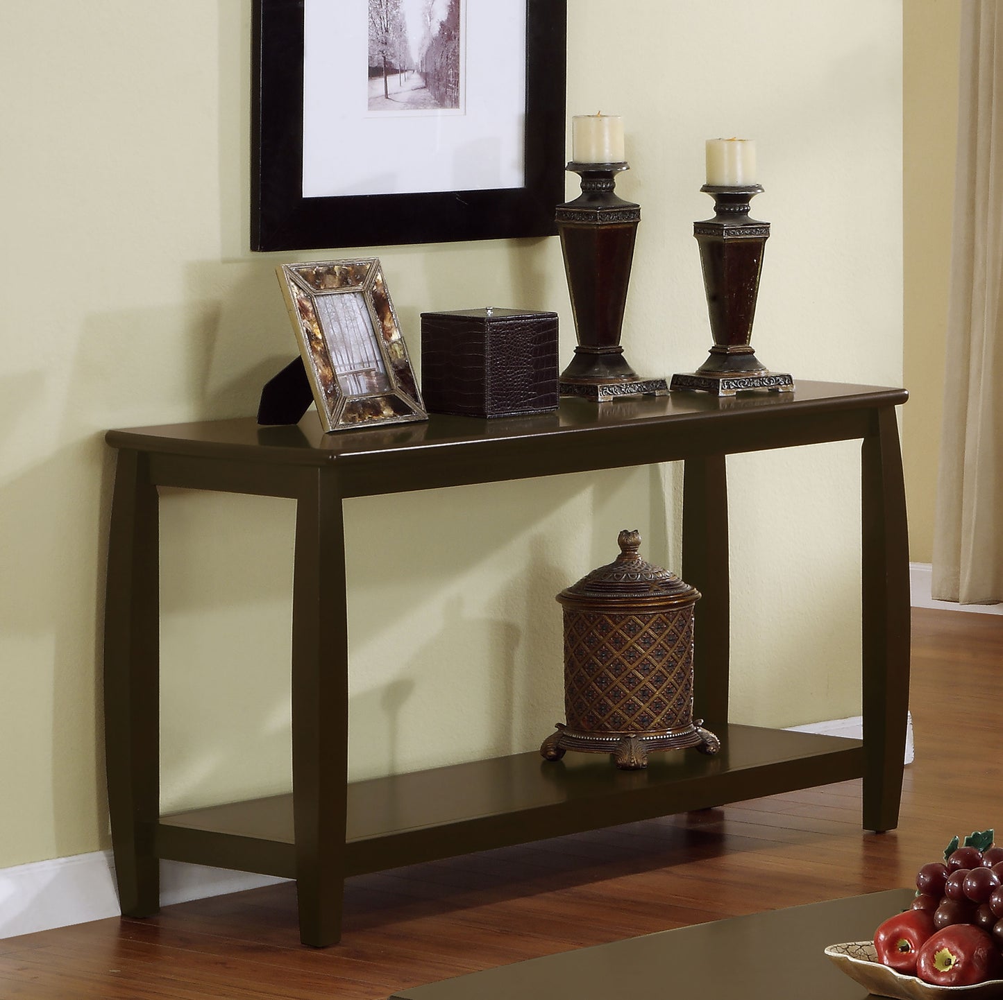 Dixon Wood Entryway Console Table with Shelf Cappuccino