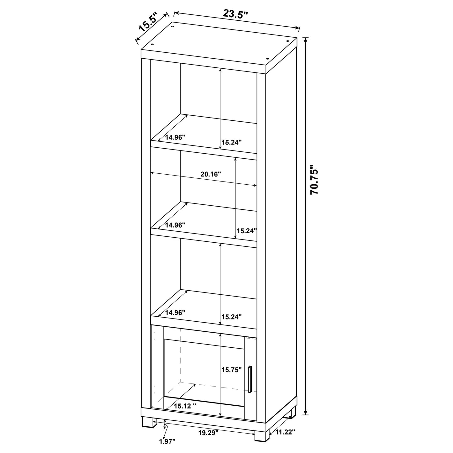 Sachin 3-shelf Engineered Wood Media Tower Distressed Pine