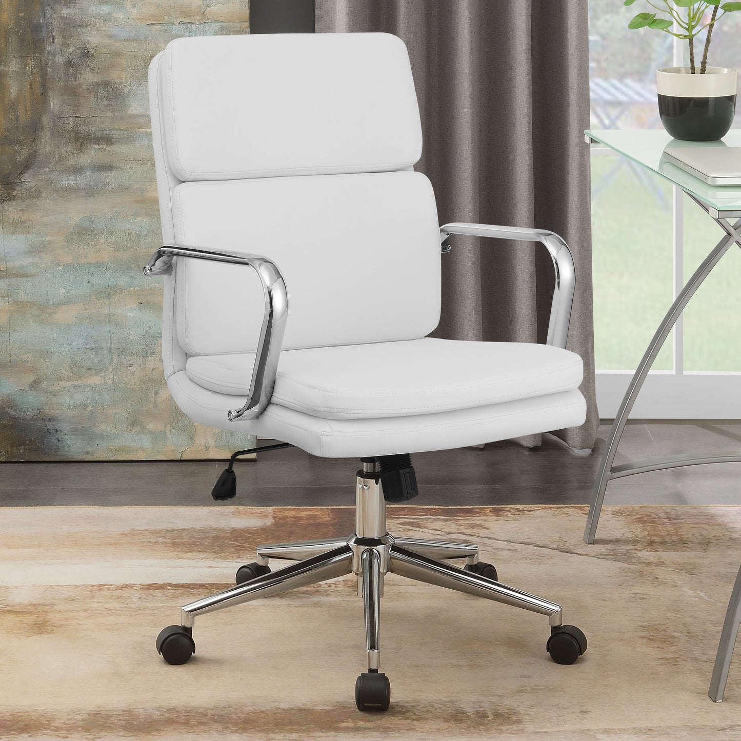 Ximena Upholstered Adjustable Mid Back Office Chair White