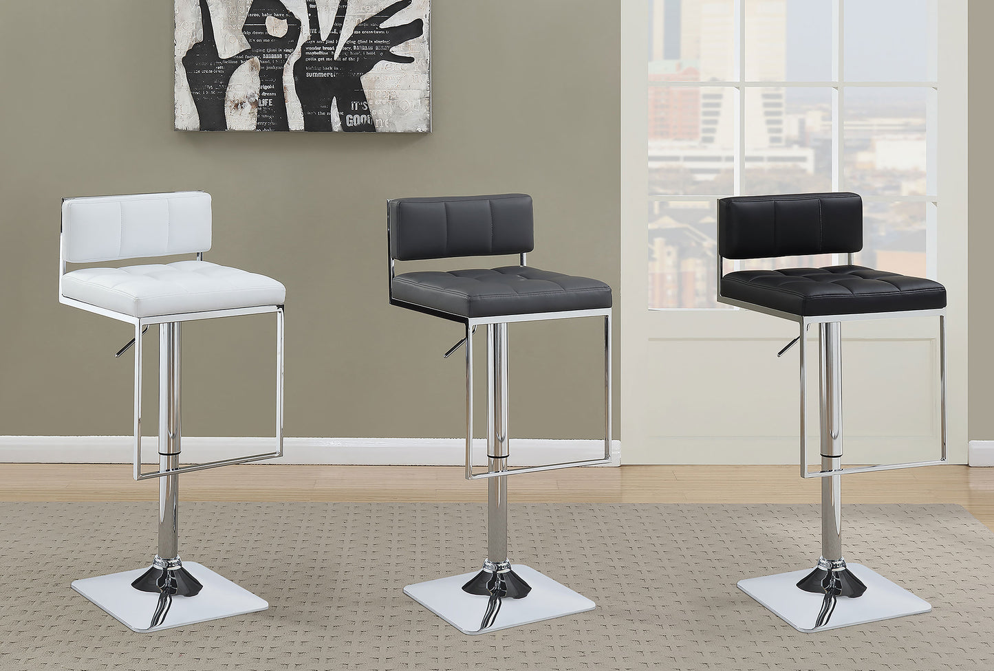 Alameda Adjustable Bar Stool White and Chrome