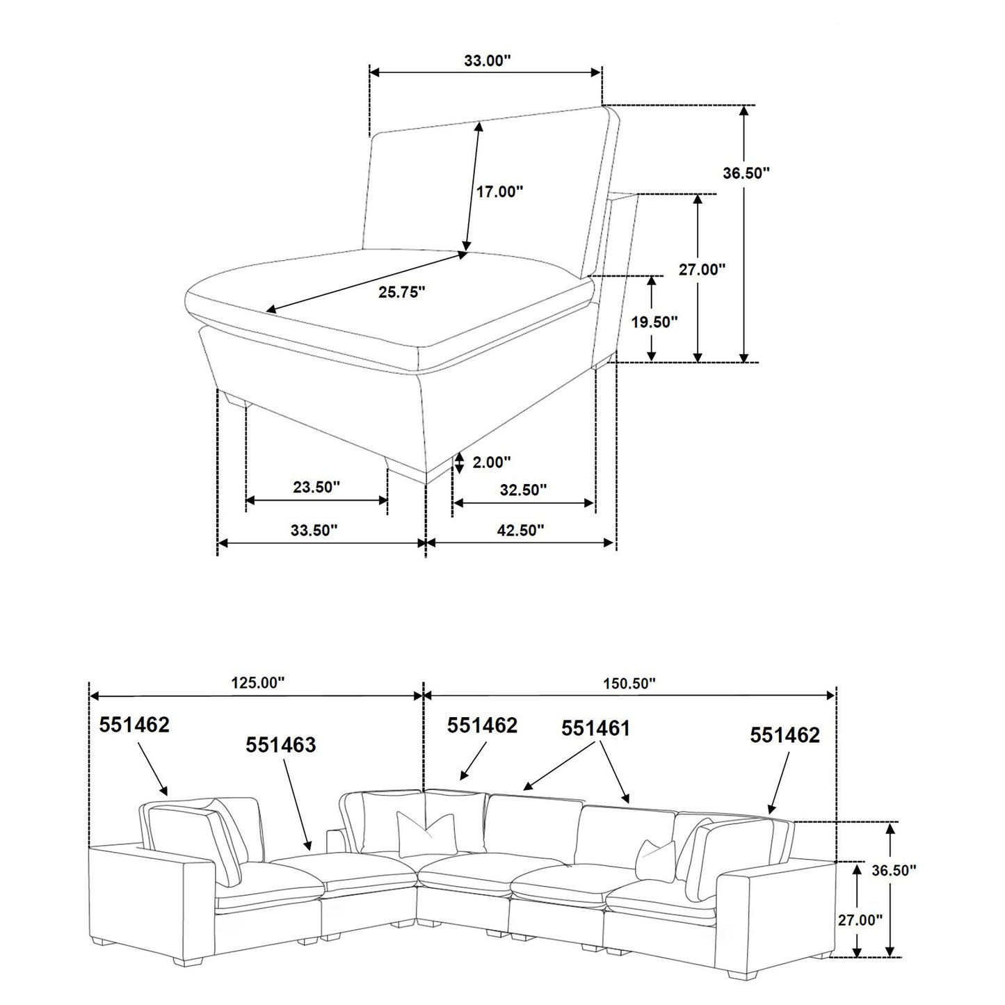 Lakeview 6-piece Upholstered Modular Sectional Sofa Ivory