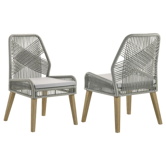 Nakia Woven Rope Dining Side Chairs Grey (Set of 2)