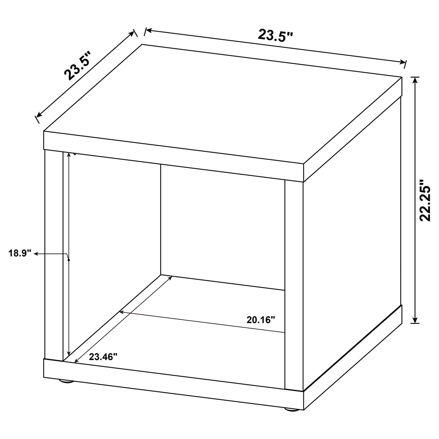 Frisco Square Engineered Wood Side End Table Dark Pine