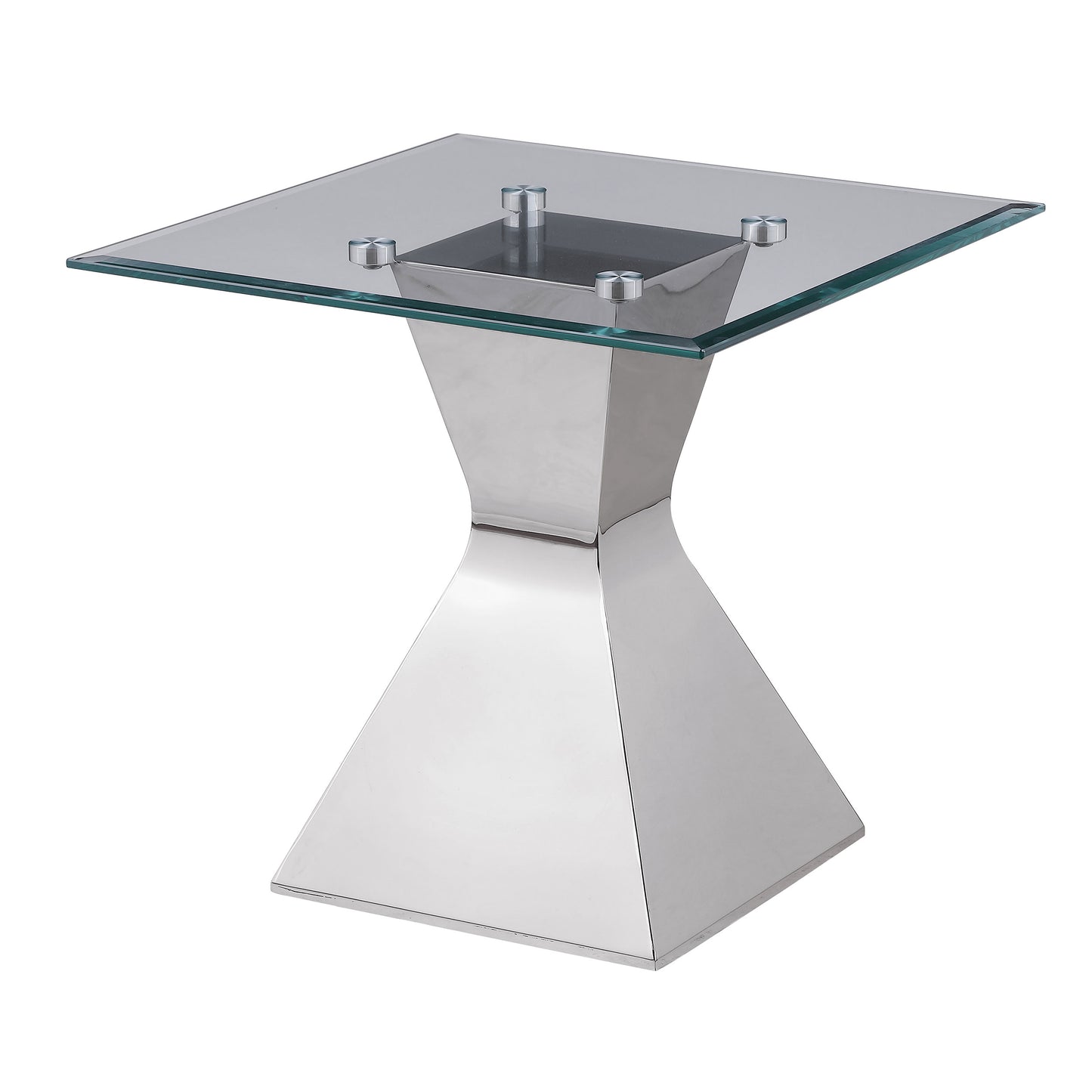 Jenny Glass Top Stainless Steel Side End Table Chrome
