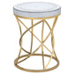 Elise Round Mirror Top Stainless Steel End Table Gold