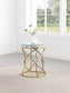 Elise Round Mirror Top Stainless Steel End Table Gold
