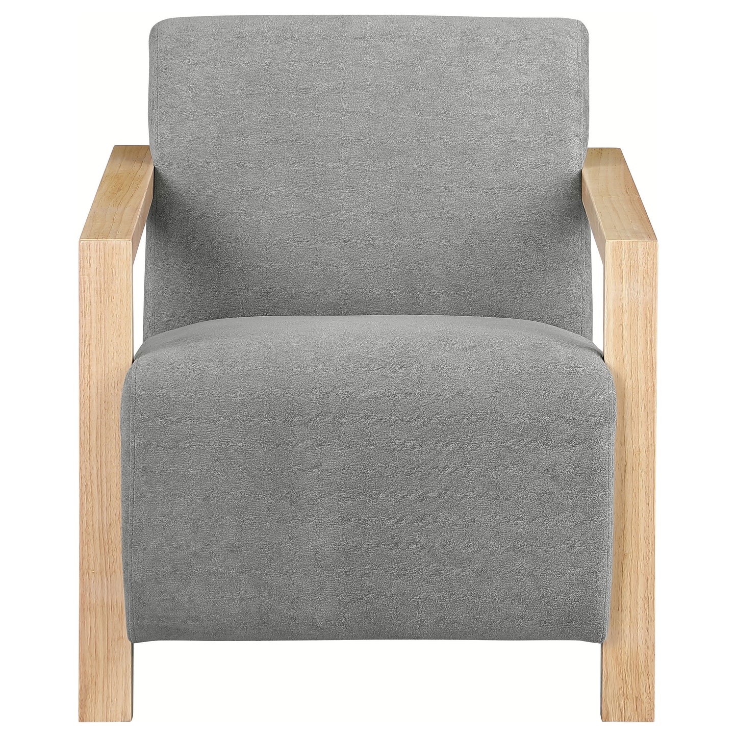 Diego Upholstered Accent Arm Chair with Wood Arms Grey