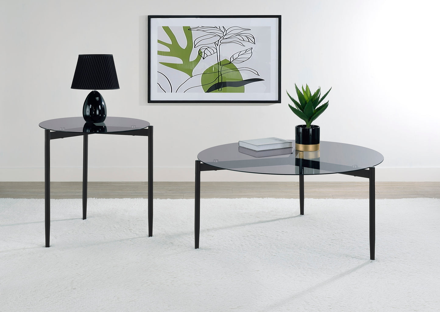 Rosalie Round Smoked Glass Top Coffee Table Grey