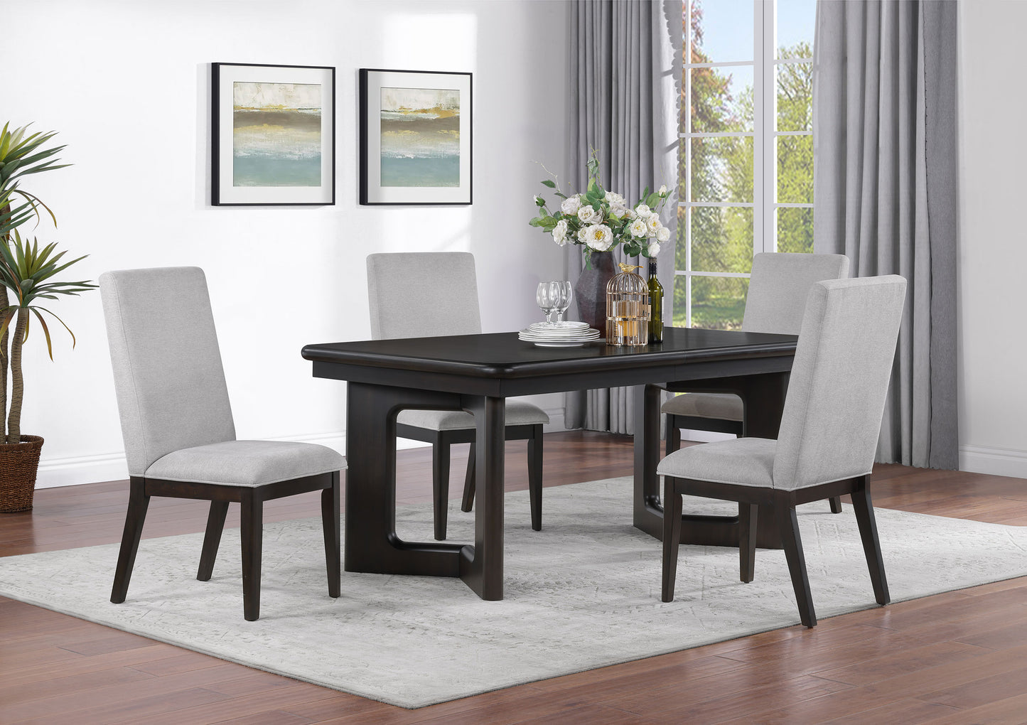 Hathaway 5-piece Rectangular Dining Table Set Acacia Brown