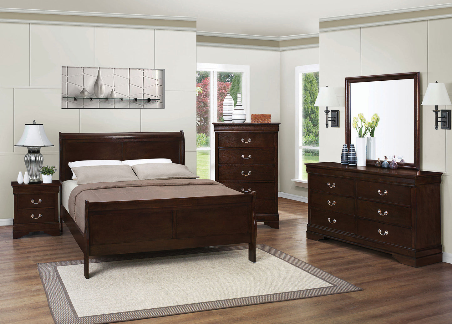 Louis Philippe 6-drawer Dresser with Mirror Cappuccino