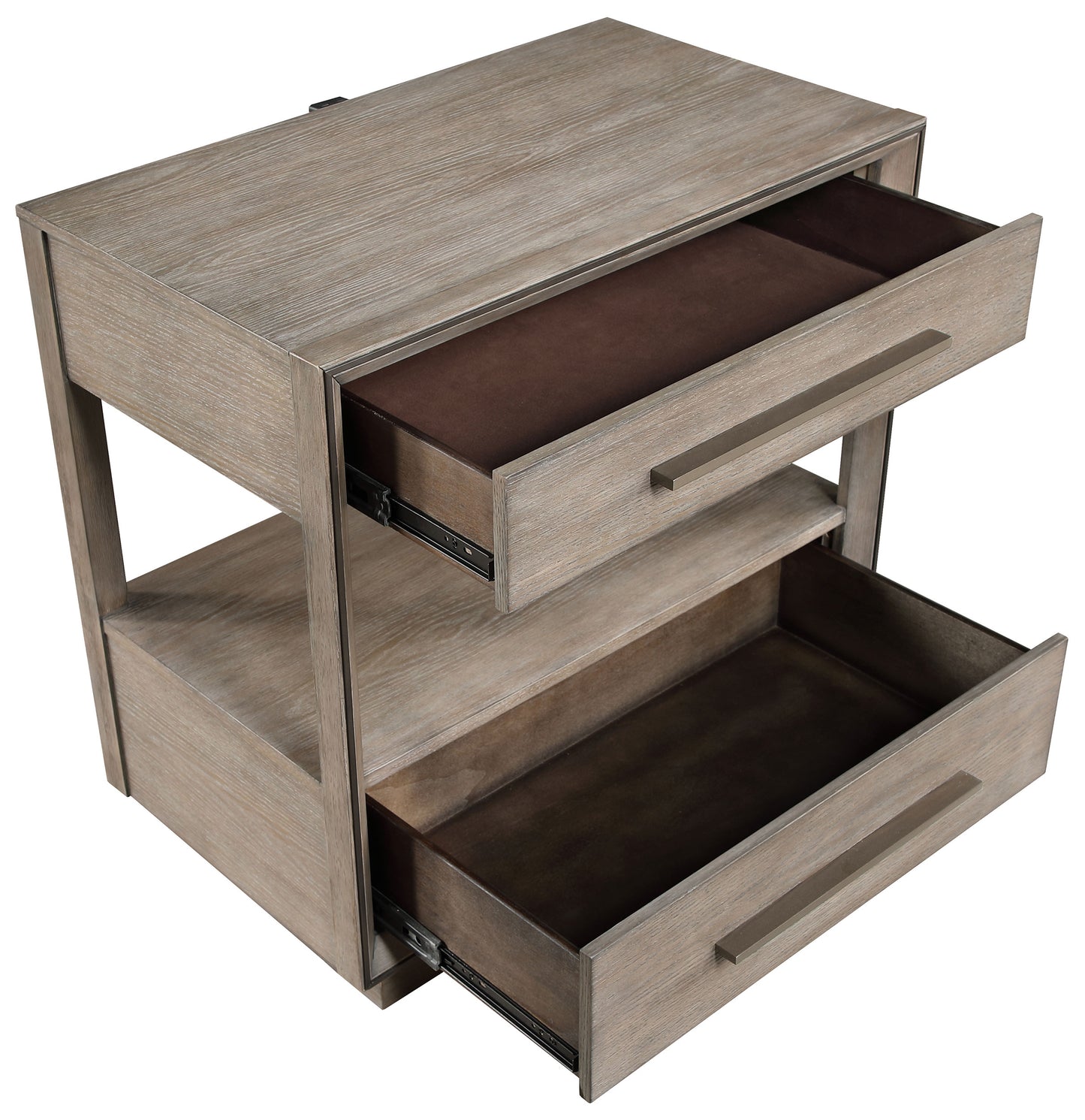 Durango 2-drawer Nightstand Bedside Table Taupe Oak