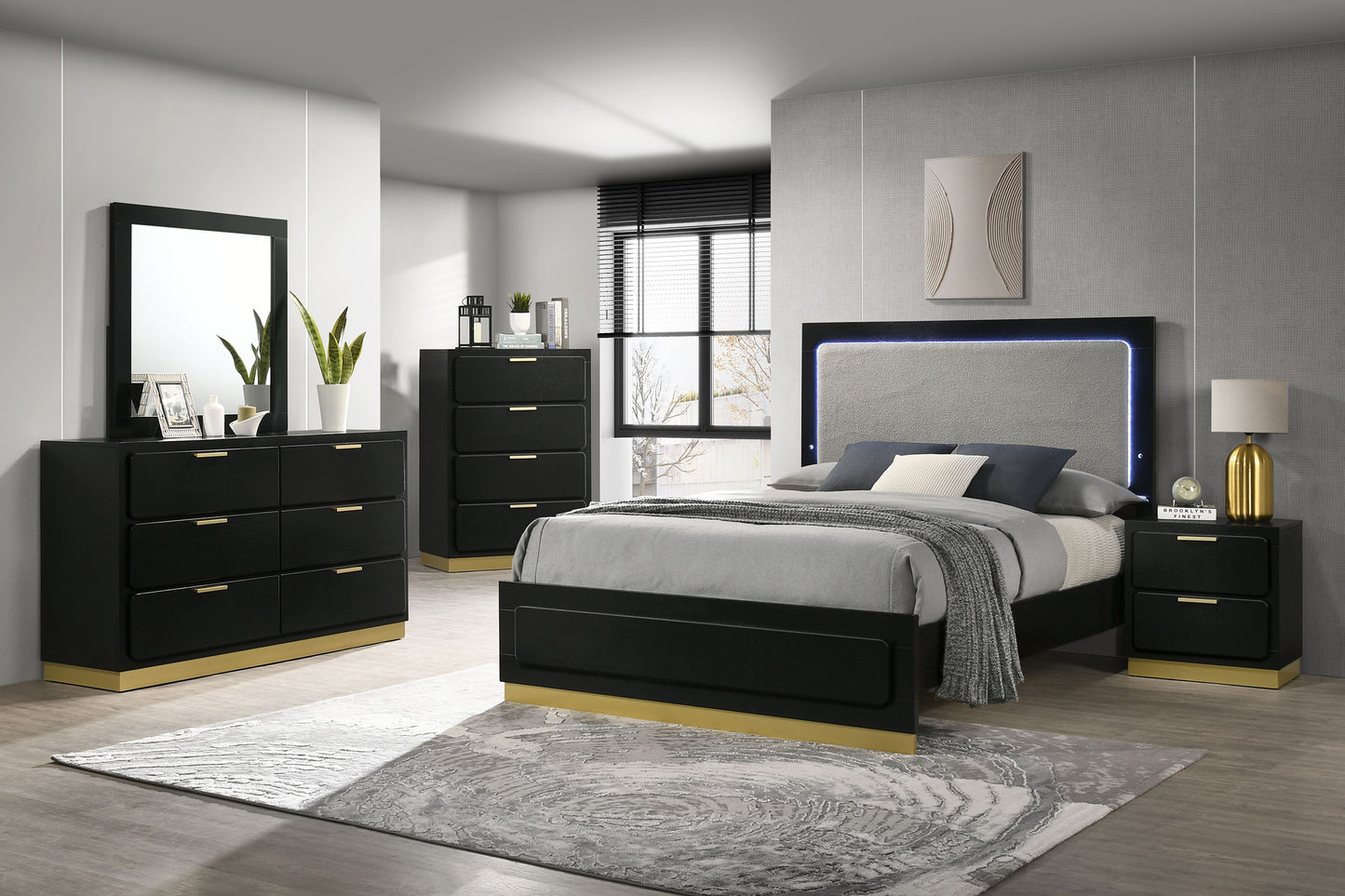 Caraway 6-drawer Dresser with Mirror Black