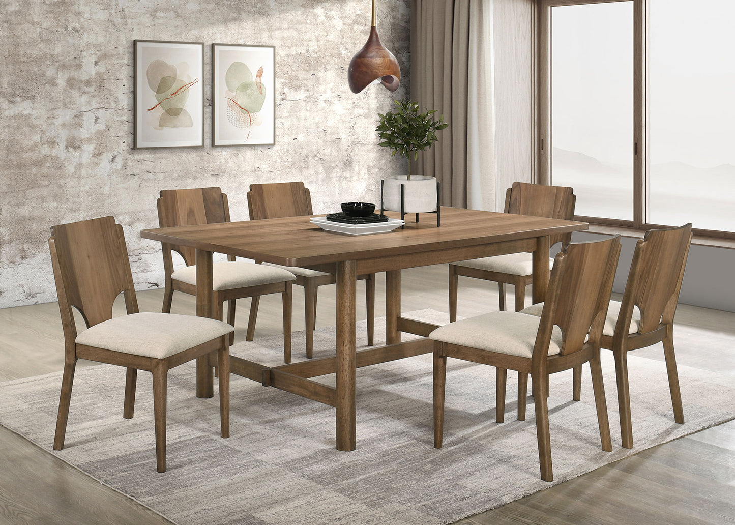 Crestmore 7-piece Rectangular Dining Table Set Walnut