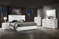 Ives Eastern King Panel Bed LED Headboard White High Gloss