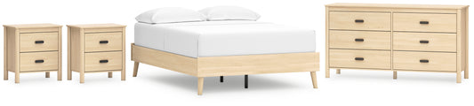 Cabinella Full Platform Bed with Dresser and 2 Nightstands