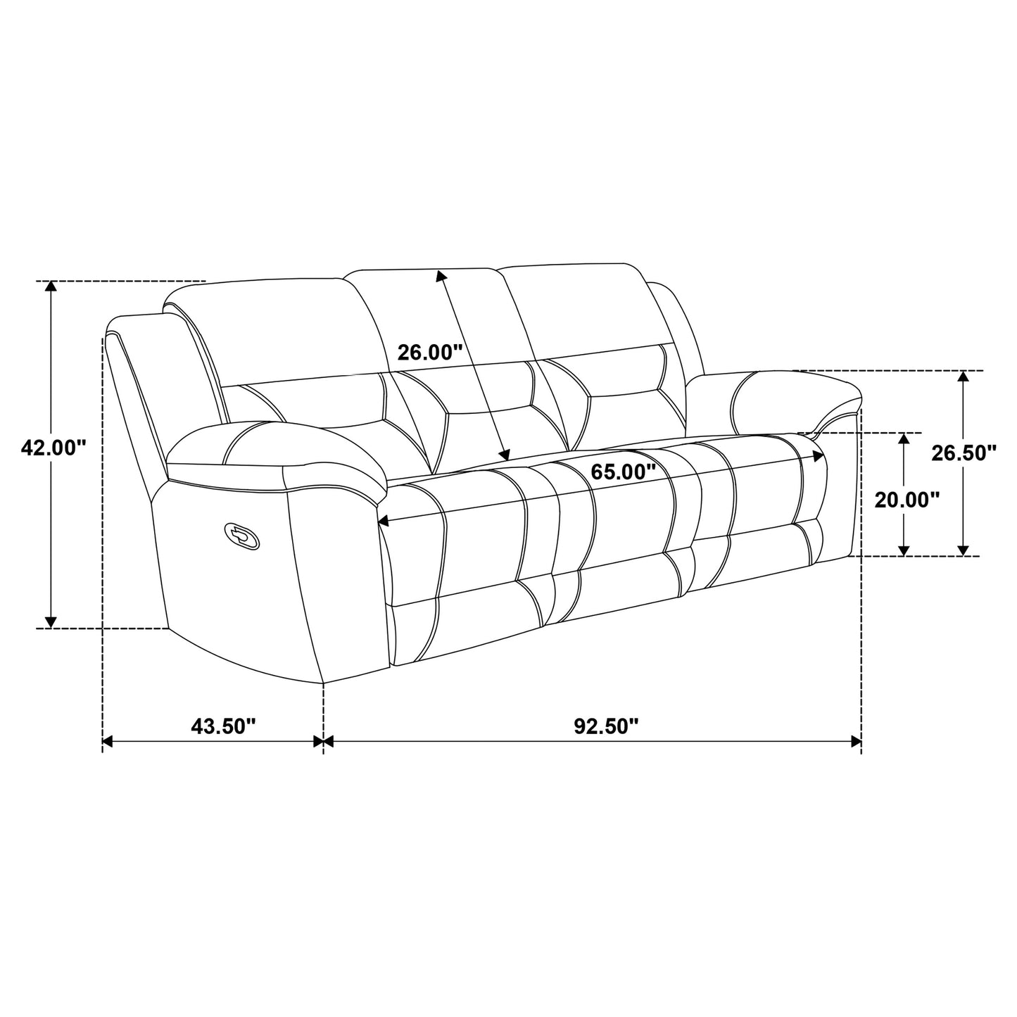 Gilson Chenille Upholstered Reclining Sofa Grey