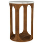 Berkeley Round Marble Top Side Table White and Brown