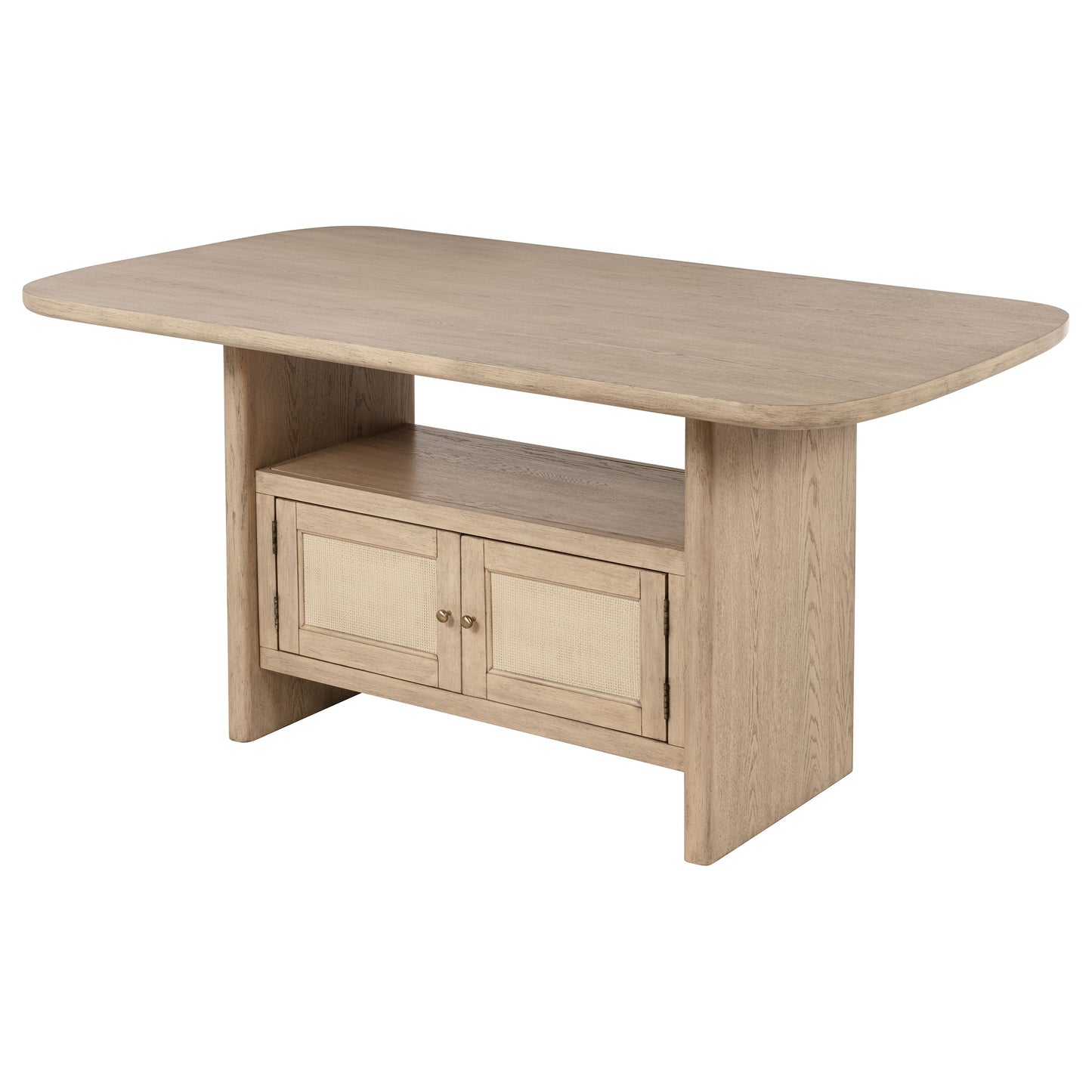 Kailani Cane Counter Height Storage Dining Table Beige Oak