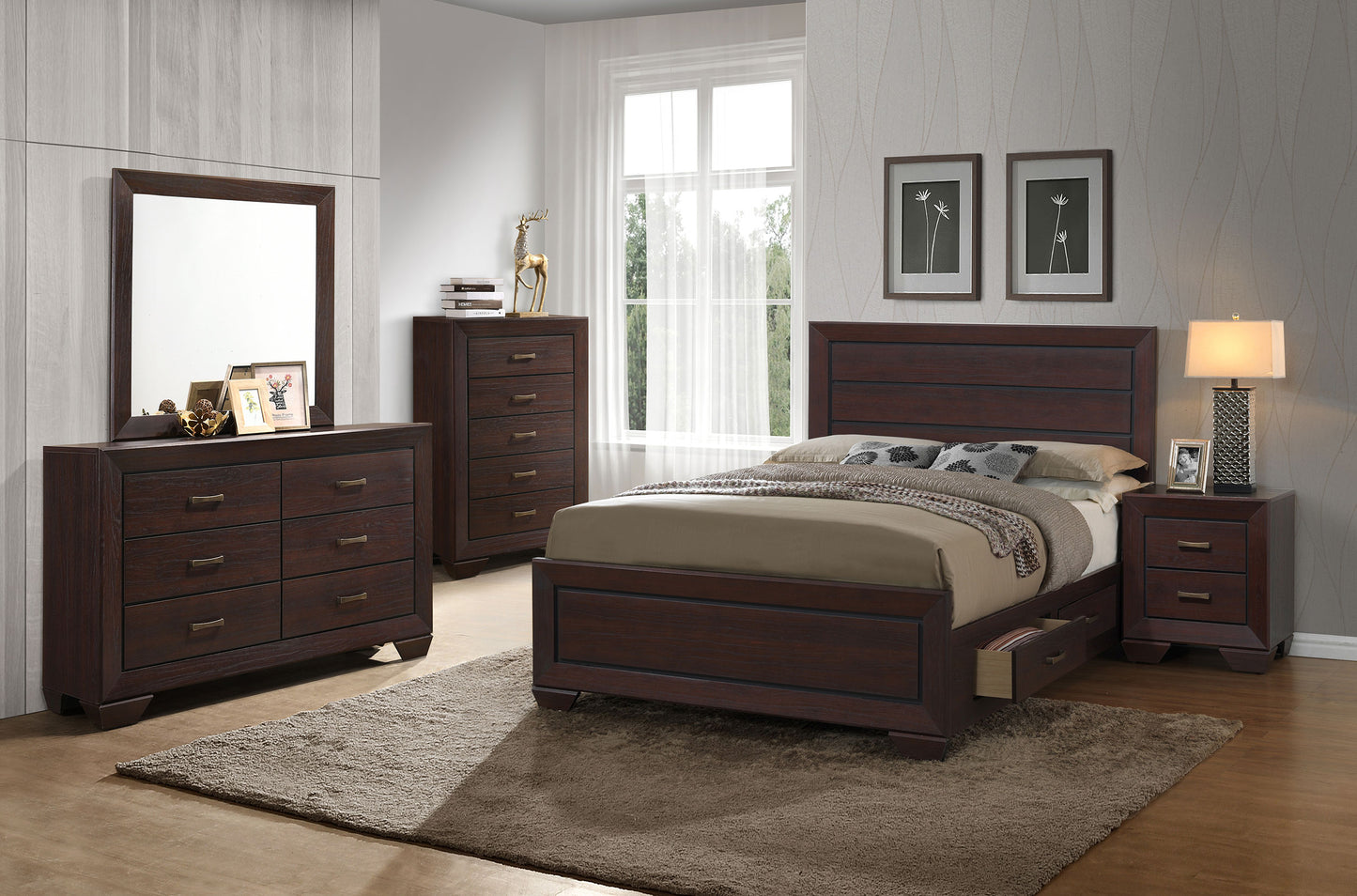 Kauffman Wood Queen Storage Panel Bed Dark Cocoa