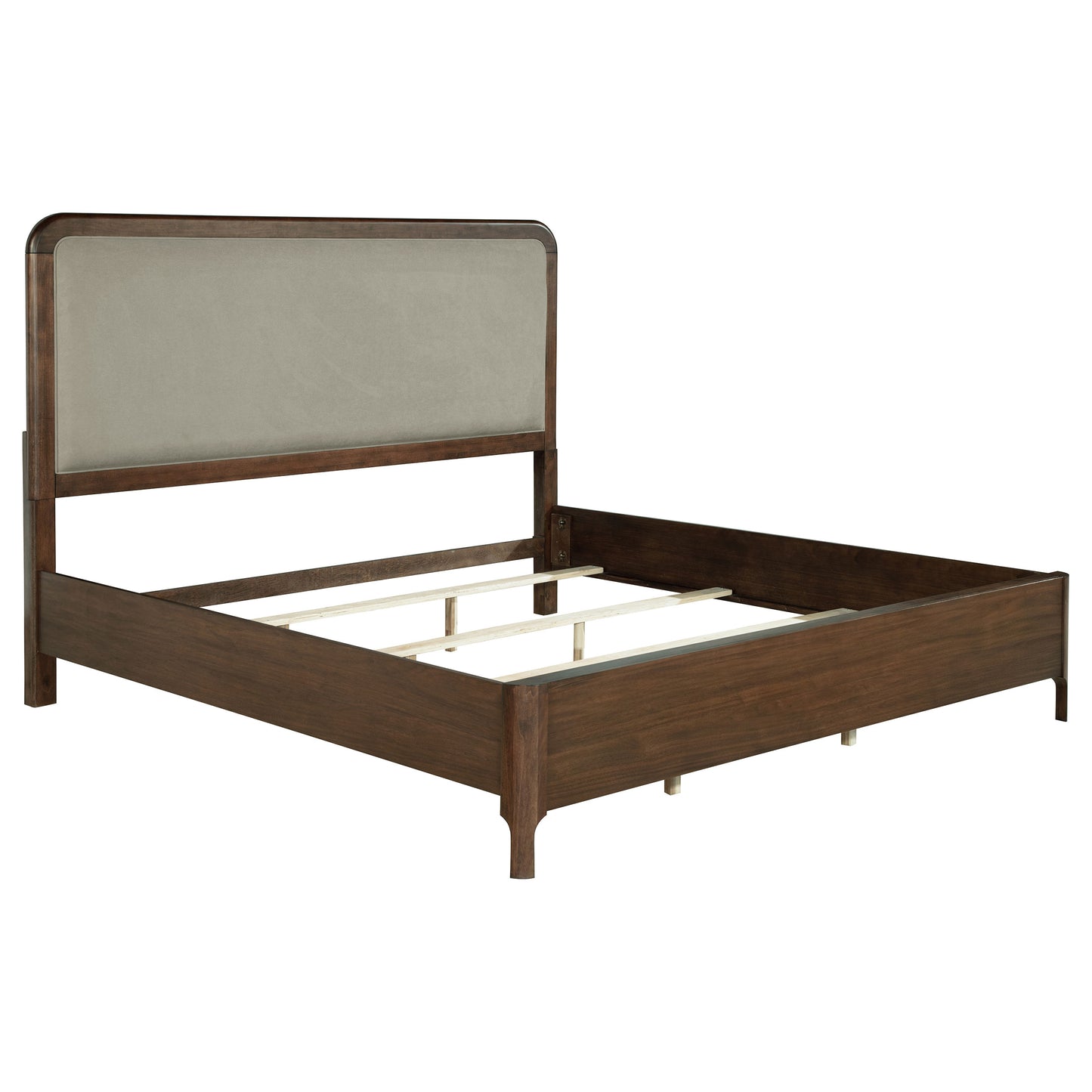 Maderia 57-inch Upholstered Eastern King Panel Bed Walnut