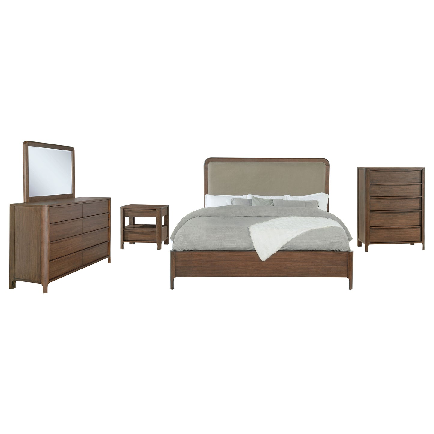 Maderia 5-piece California King Bedroom Set Walnut