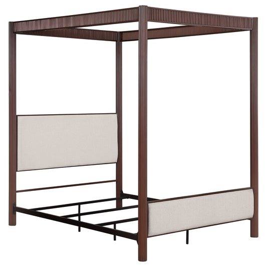 Zimmerleee 89-inch Metal Queen Canopy Bed Rust Brown