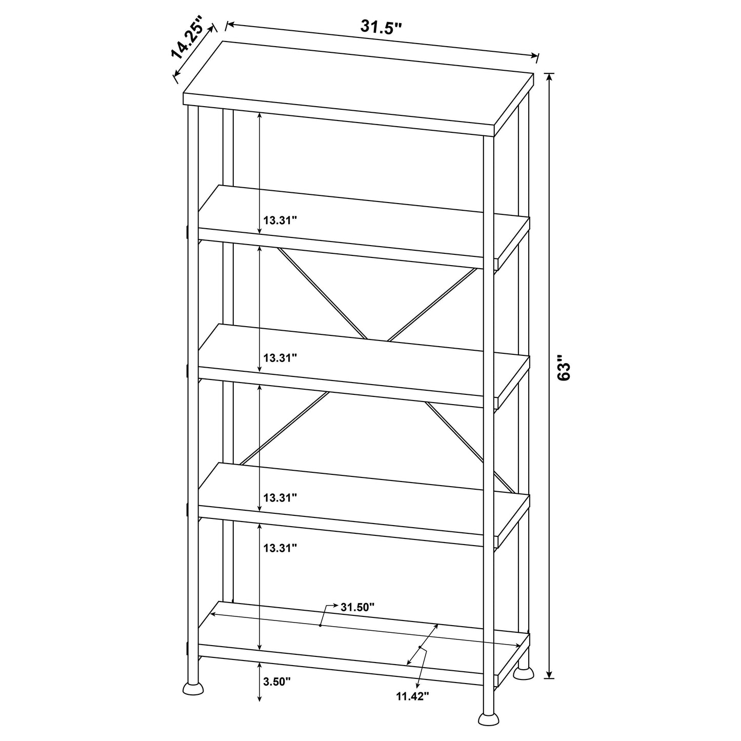 Analiese 2-piece Computer Desk Bookcase Set Rustic Nutmeg