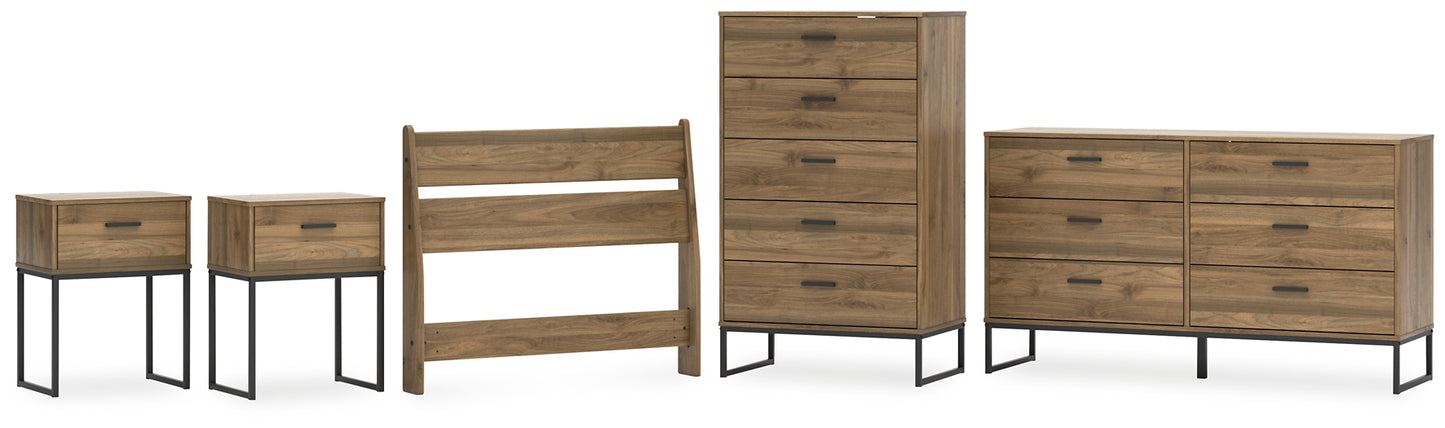 Deanlow Twin Panel Headboard with Dresser, Chest and 2 Nightstands