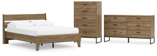 Deanlow Full Platform Panel Bed with Dresser and Chest