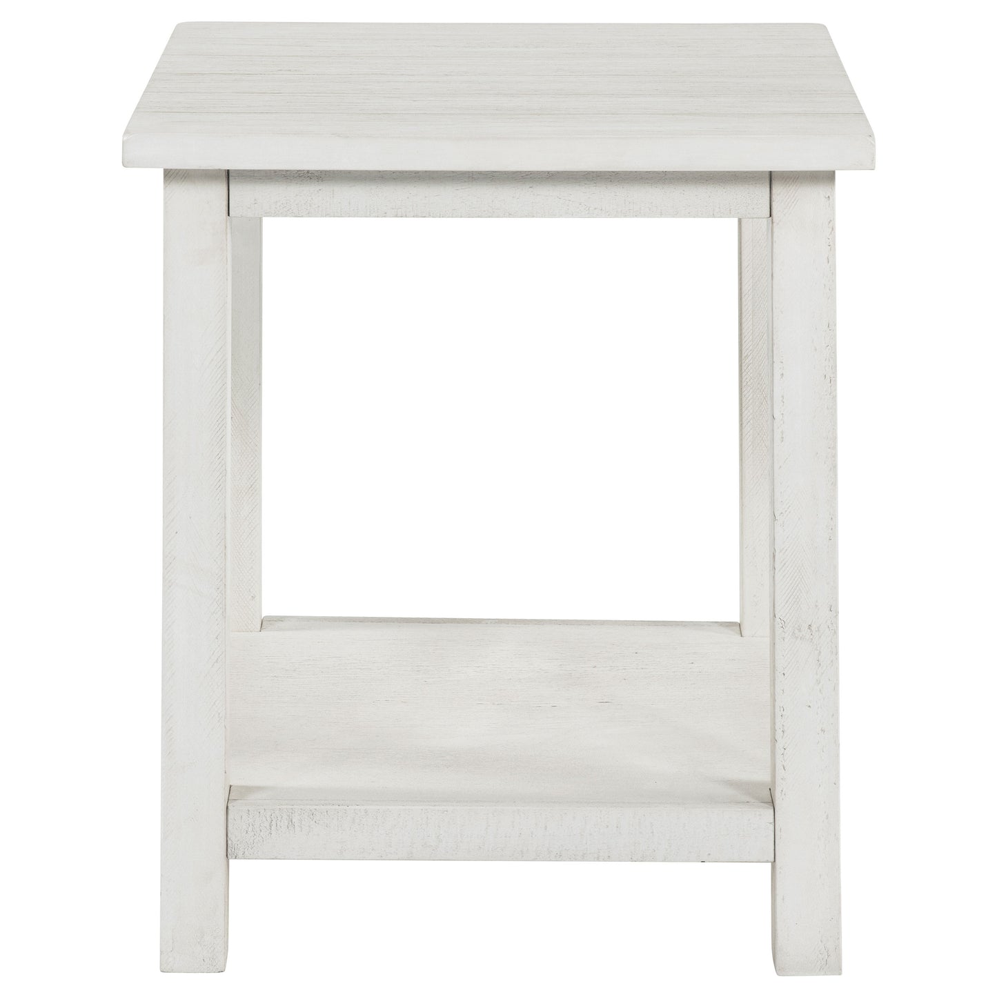 Payne Wood End Table with Shelf Distressed White