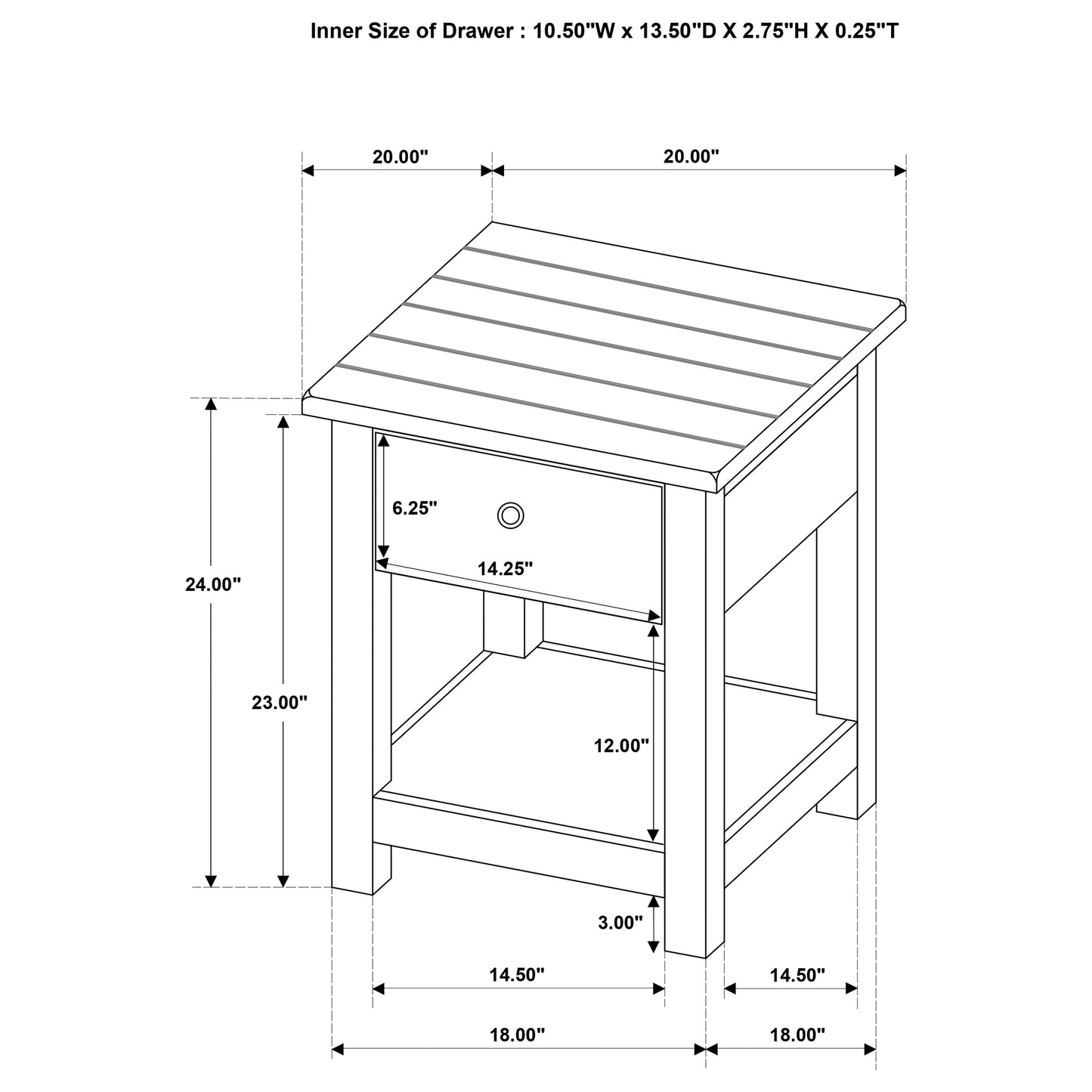 Payne 1-drawer Wood End Table with Shelf Distressed Java