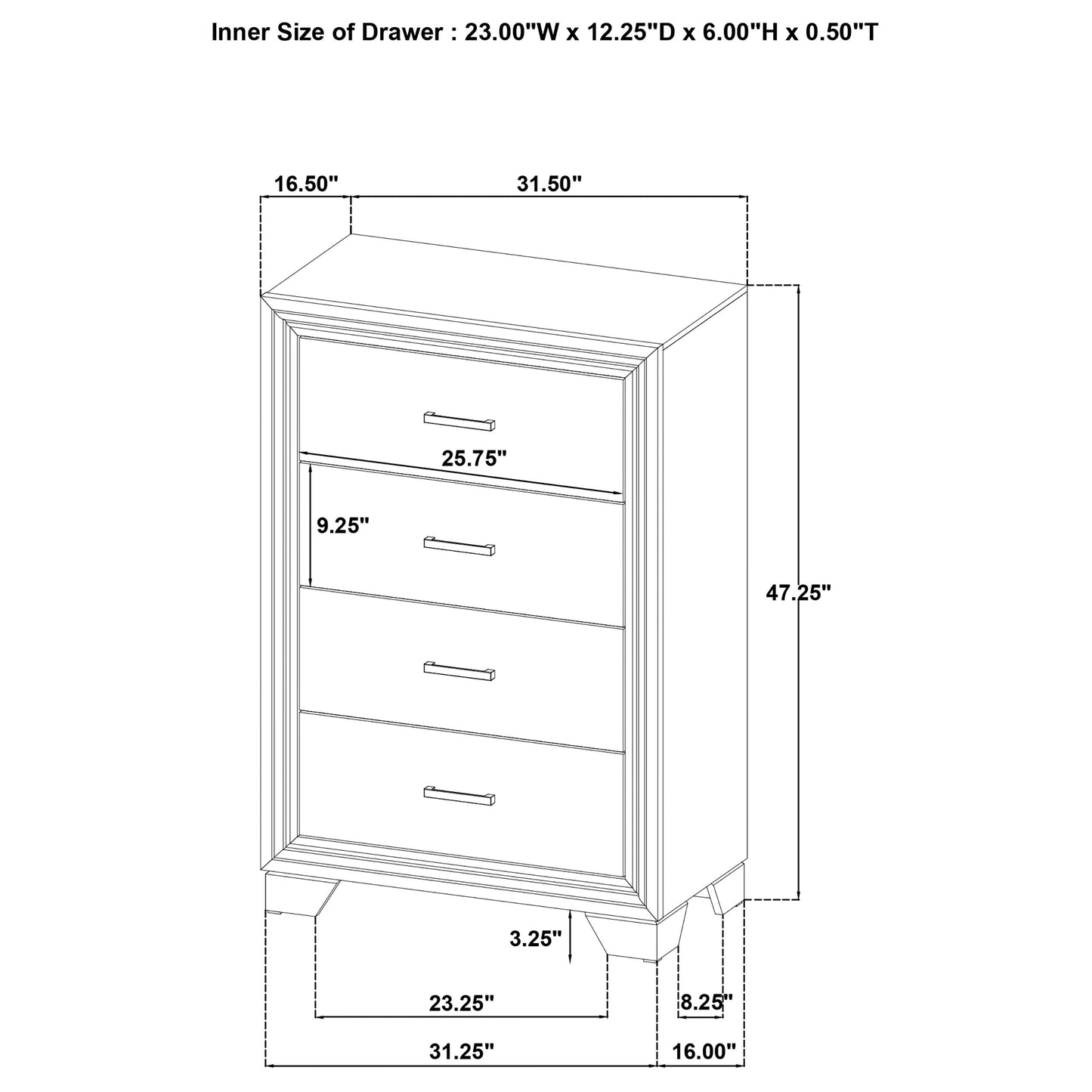 Wright 4-drawer Chest of Drawers Brown Oak