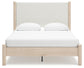 Cadmori Queen Upholstered Panel Bed with Mirrored Dresser and Chest