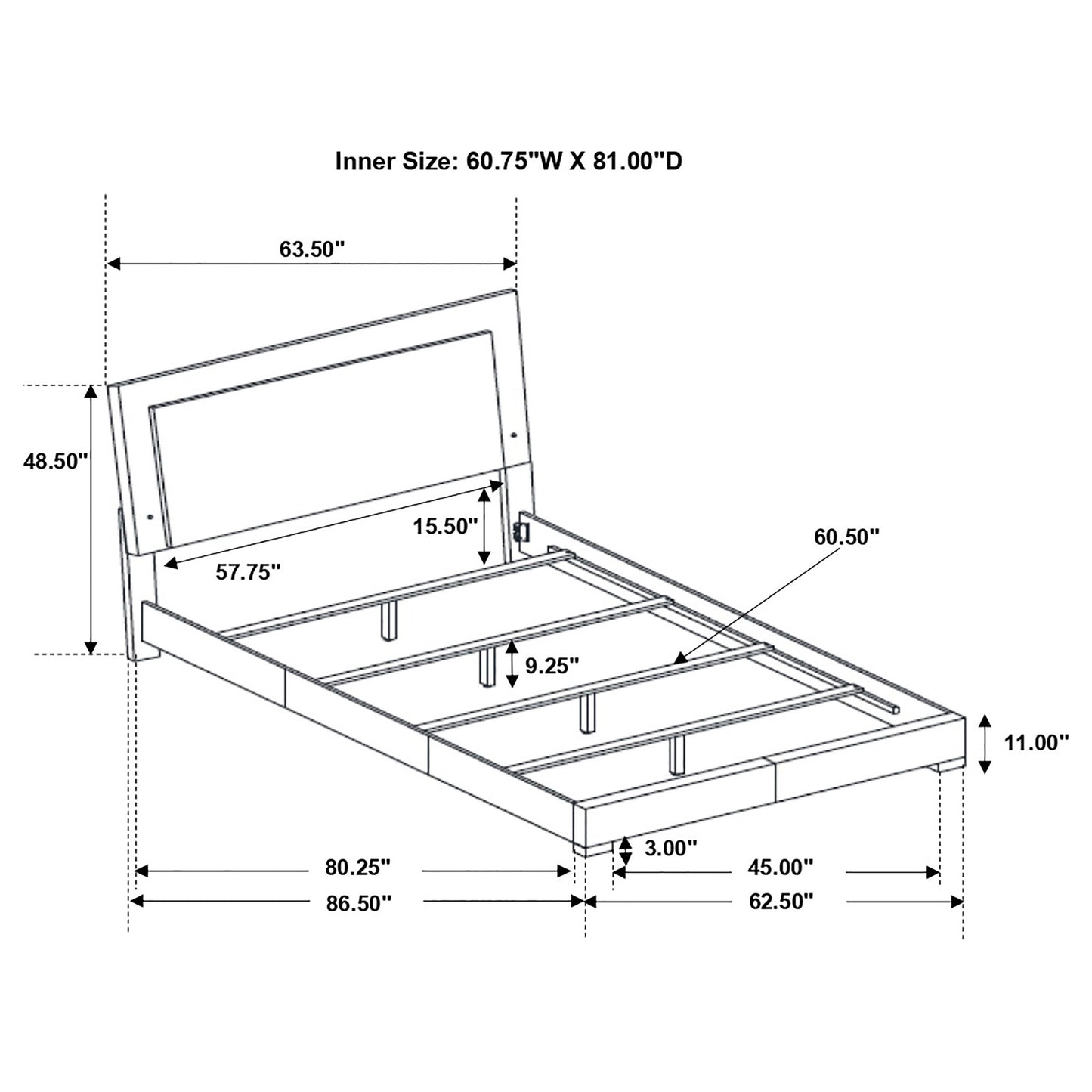 Felicity Wood Queen LED Panel Bed White High Gloss