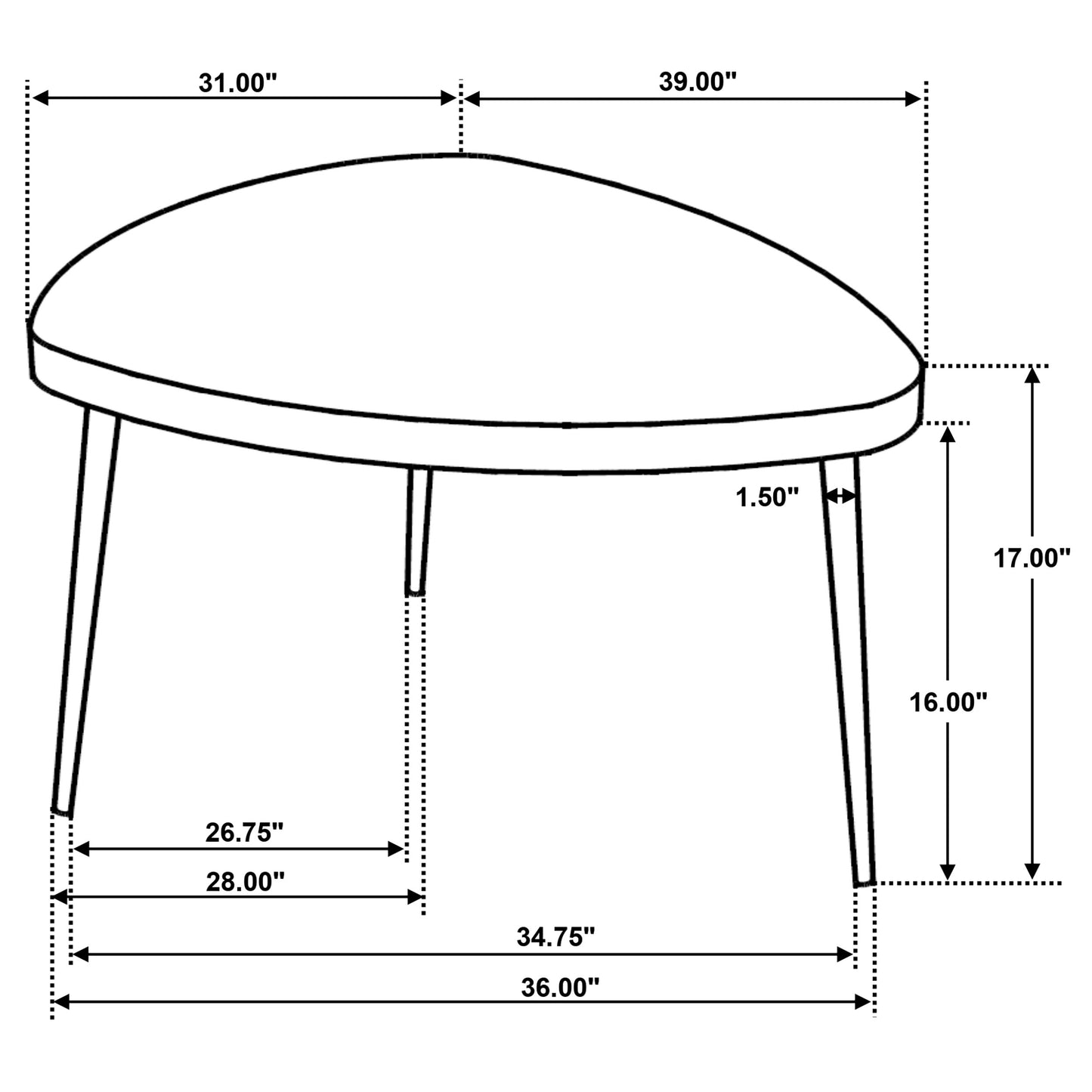 Odessa 2-piece Triangular Coffee and End Table Set Black