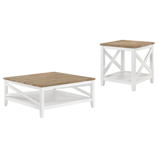 Hollis 2-piece Square Coffee and End Table Set White