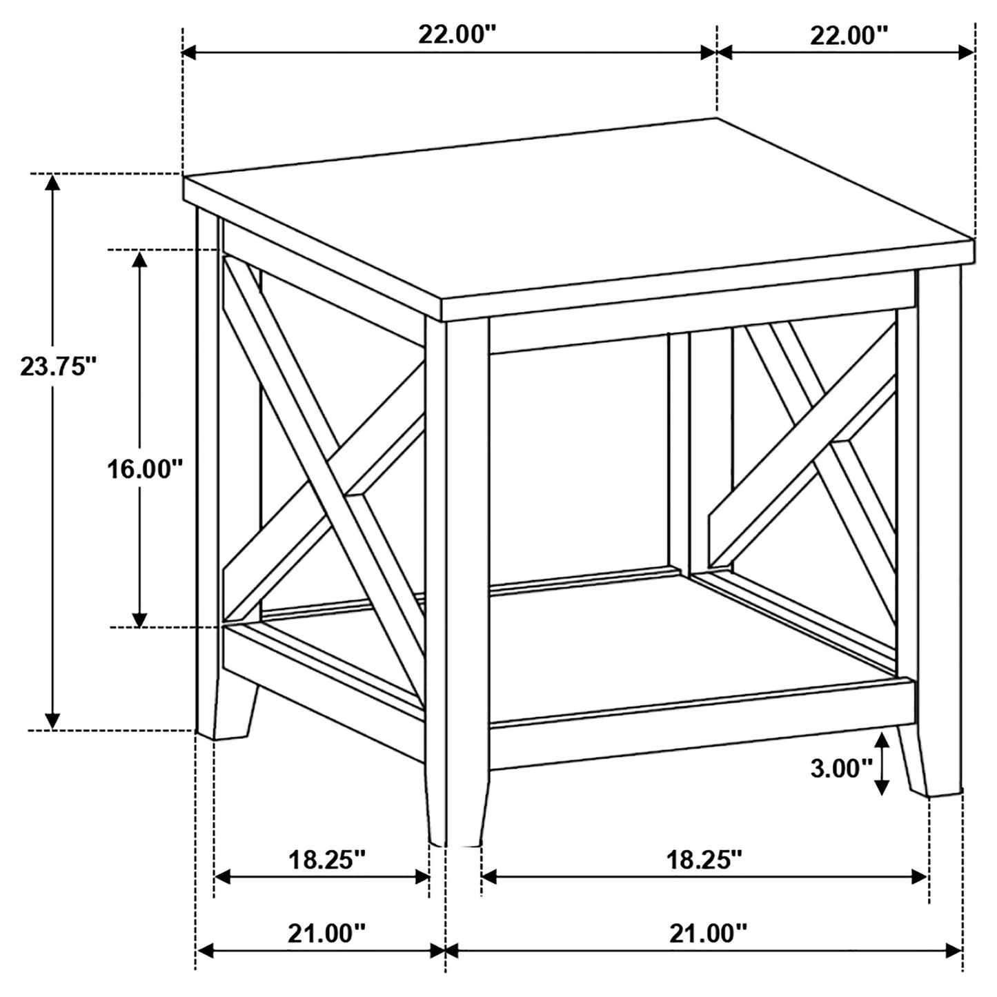 Hollis 2-piece Square Coffee and End Table Set White