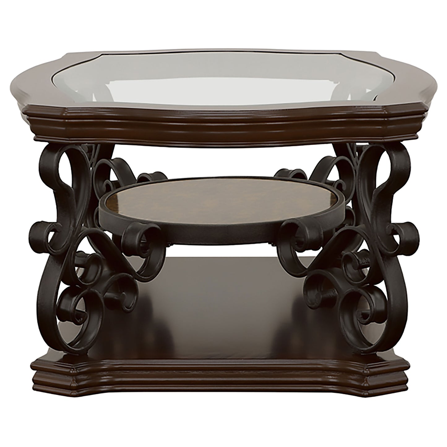 Laney 2-piece Glass Top Coffee and End Table Set Dark Merlot