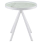 Briggs Round Marble Printed Glass Top End Side Table White