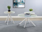 Briggs Round Marble Printed Glass Top End Side Table White