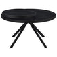 Briggs Round Marble Printed Glass Top Coffee Table Black