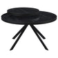 Briggs Round Marble Printed Glass Top Coffee Table Black