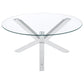 Kenzie Round Tempered Glass Top Cocktail Coffee Table Chrome