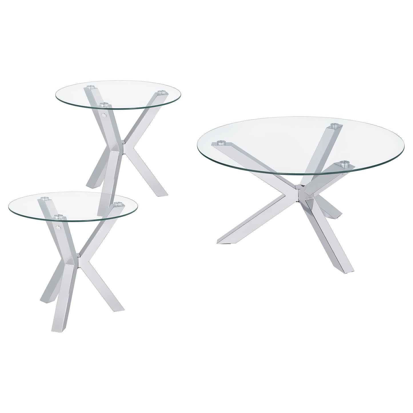 Kenzie 3-piece Round Coffee and End Table Set Chrome