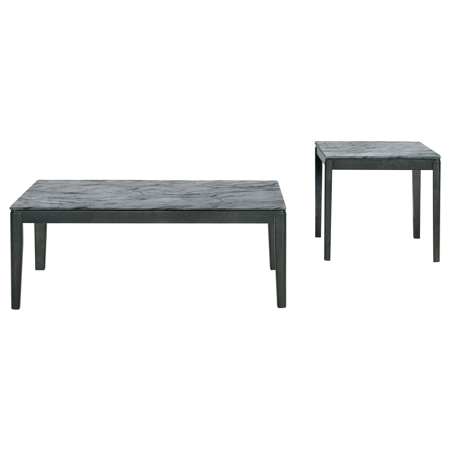 Mozzi 2-piece Coffee and End Table Set Grey Faux Marble